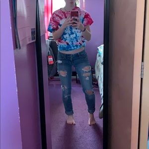 light wash american eagle ripped jean jegging